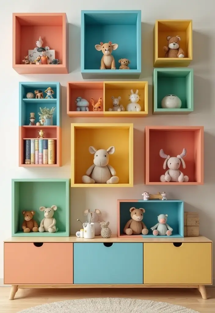 30 Kids Bedroom Shelving Ideas That Keep Things Cute & Organized - 13. Shadow Box Shelves
