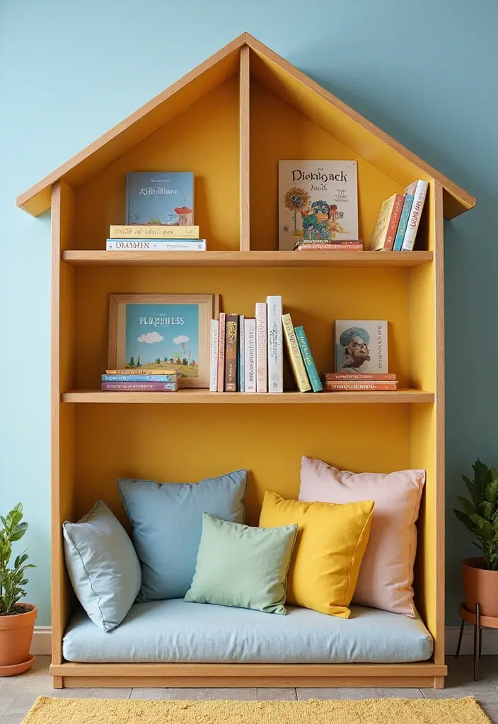 30 Kids Bedroom Shelving Ideas That Keep Things Cute & Organized - 2. Bookshelf Playhouse