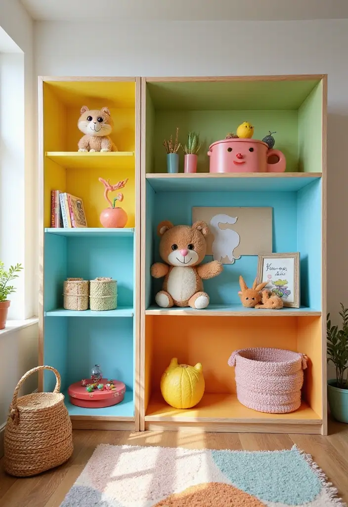 30 Kids Bedroom Shelving Ideas That Keep Things Cute & Organized - 20. Fun Shelf Décor
