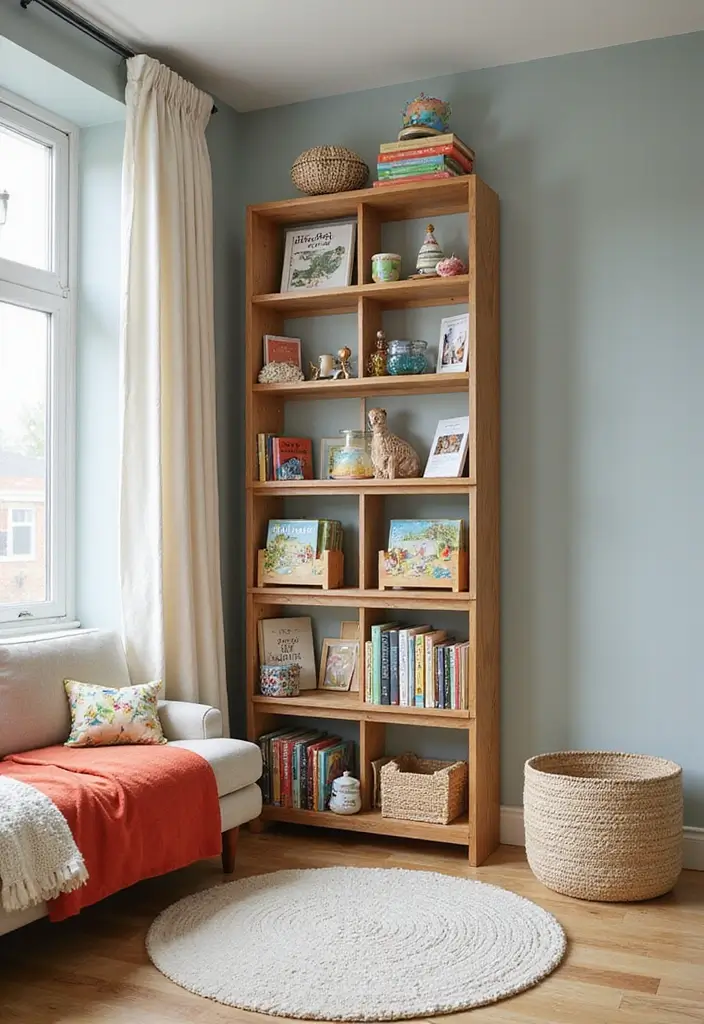 30 Kids Bedroom Shelving Ideas That Keep Things Cute & Organized - 21. Tall Multi-Tiered Shelves