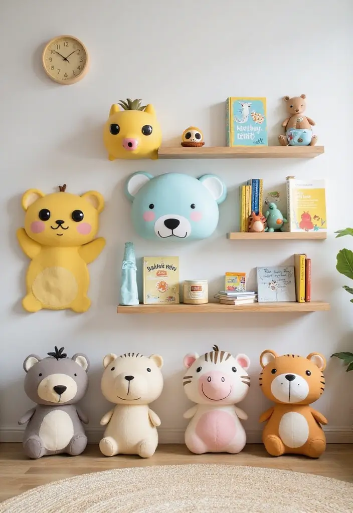 30 Kids Bedroom Shelving Ideas That Keep Things Cute & Organized - 22. Playful Animal Shelving