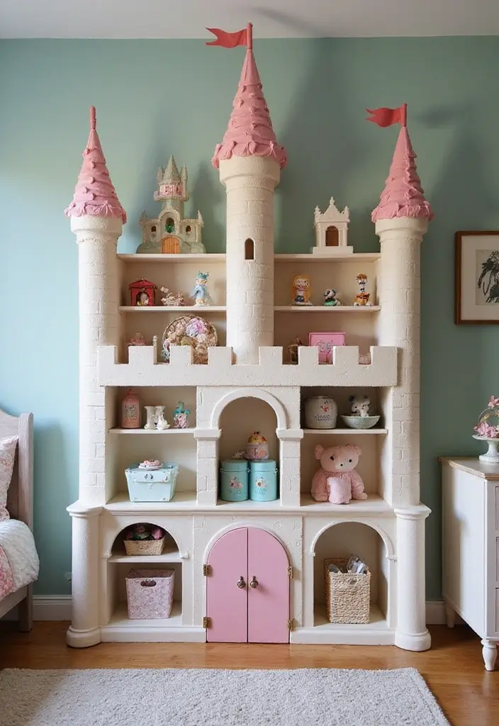 30 Kids Bedroom Shelving Ideas That Keep Things Cute & Organized - 27. Fun Themed Shelving