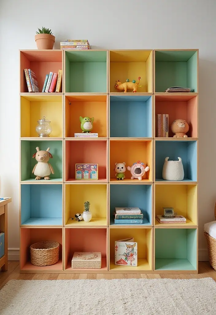 30 Kids Bedroom Shelving Ideas That Keep Things Cute & Organized - 4. Cubed Storage Units