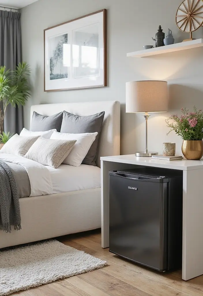 30 Mini Fridge in Bedroom Ideas That Are Smart & Stylish - 11. Under Bed Mini Fridge