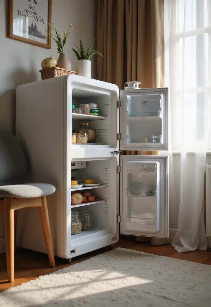 30 Mini Fridge in Bedroom Ideas That Are Smart & Stylish - 18. Multi-Purpose Mini Fridge