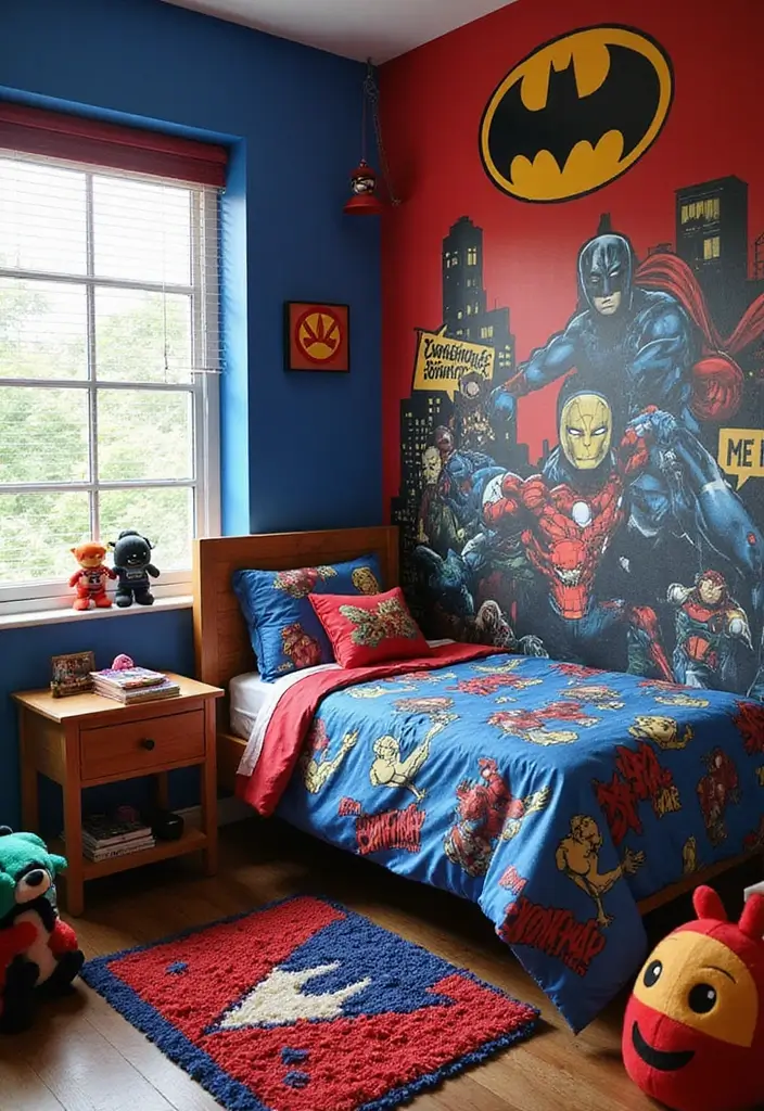 30 Preteen Boys Bedroom Ideas That Balance Fun & Function - 18. Magical Marvels: A Superhero-Themed Room