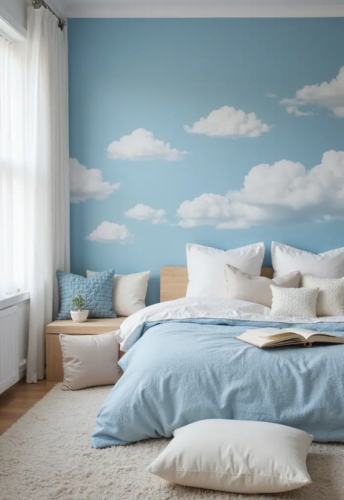 30 Preteen Boys Bedroom Ideas That Balance Fun & Function - 19. Dreamy Clouds: A Sky-Themed Room