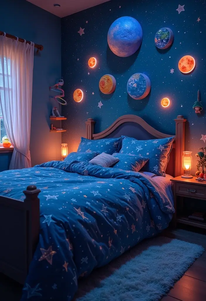 30 Preteen Boys Bedroom Ideas That Balance Fun & Function - 22. Cosmic Adventure: A Universe-Themed Room
