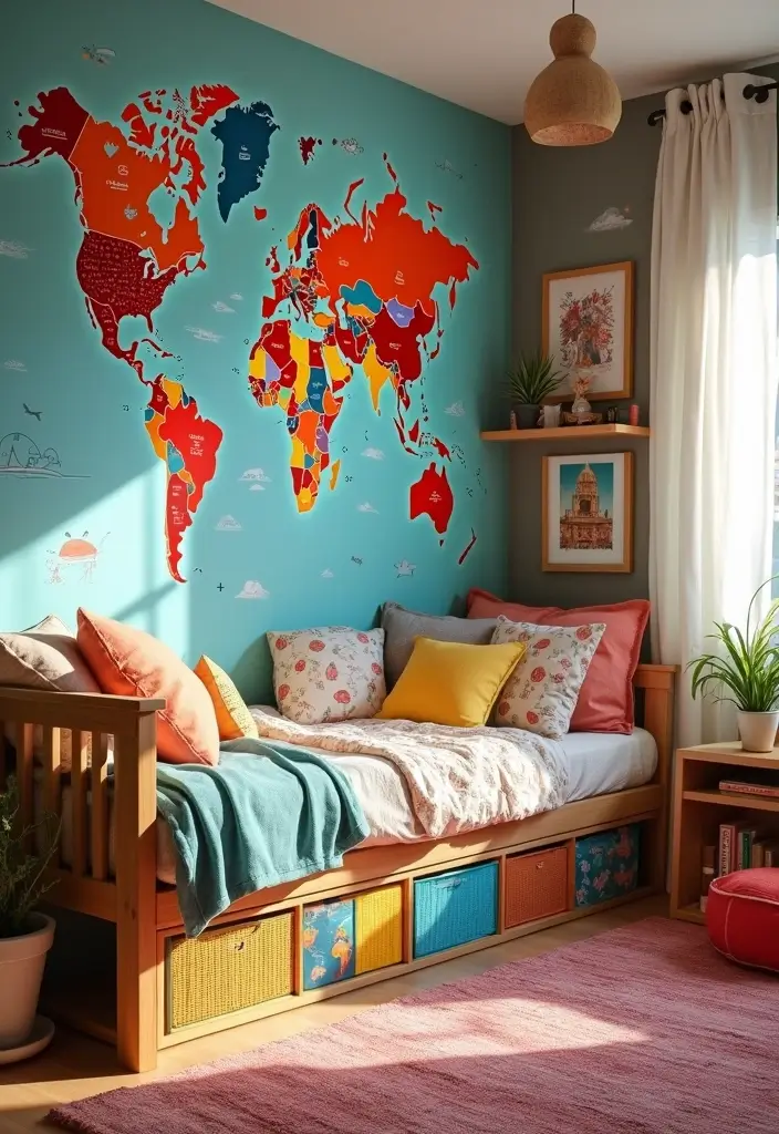30 Preteen Boys Bedroom Ideas That Balance Fun & Function - 23. Multicultural Bliss: A Global-Themed Room