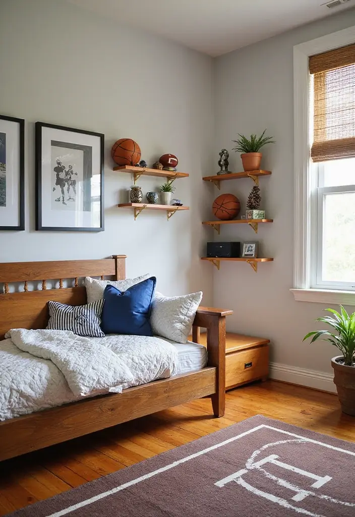 30 Preteen Boys Bedroom Ideas That Balance Fun & Function - 5. Sporty & Stylish: A Sports-Themed Retreat