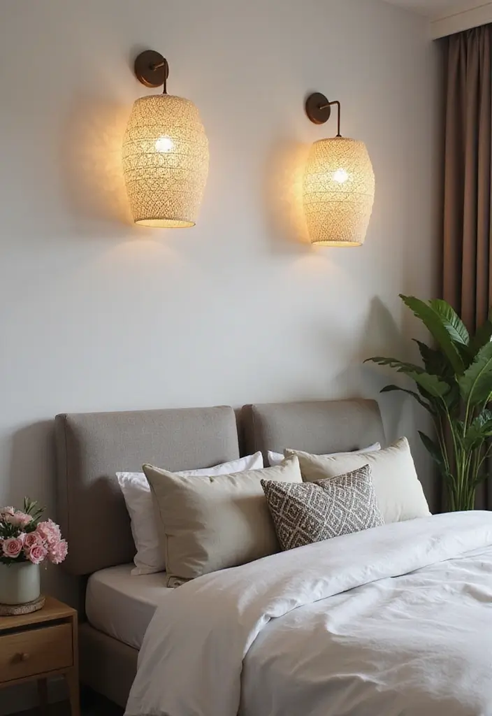 30 Wall Lamps Bedroom Ideas That Add Mood Lighting - 14. Geometric Patterns