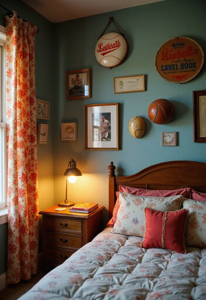 30 Wall Lamps Bedroom Ideas That Add Mood Lighting - 17. Vintage Baseball Lamps