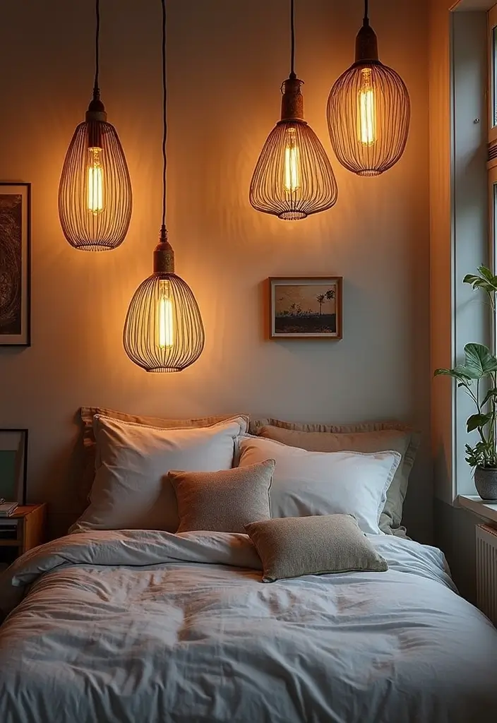30 Wall Lamps Bedroom Ideas That Add Mood Lighting - 20. Vintage Wireframe Lamps