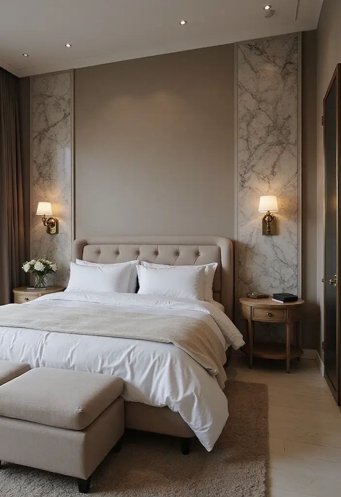 30 Wall Lamps Bedroom Ideas That Add Mood Lighting - 22. Luxurious Marble Wall Lamps