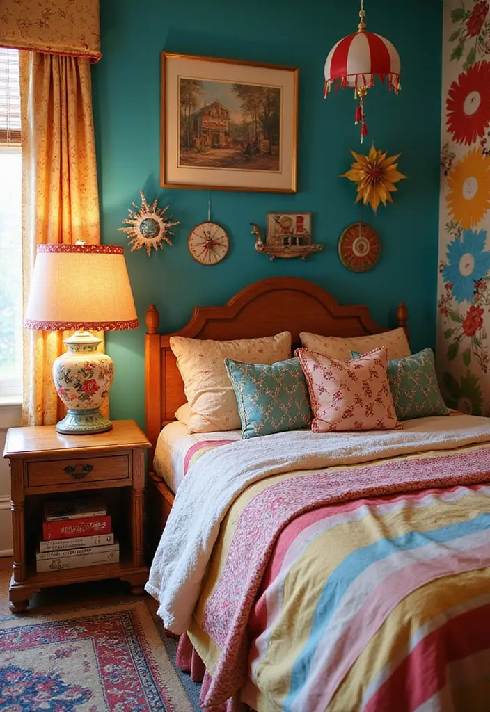 30 Wall Lamps Bedroom Ideas That Add Mood Lighting - 28. Vintage Circus-Themed Lamps