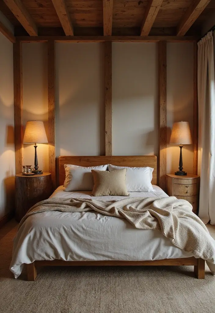 30 Wall Lamps Bedroom Ideas That Add Mood Lighting - 3. Rustic Wooden Lamps
