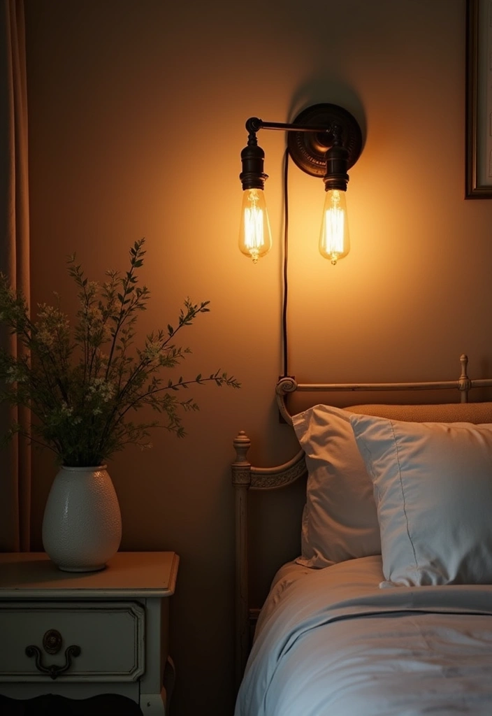 30 Wall Lamps Bedroom Ideas That Add Mood Lighting - 4. Vintage-Inspired Edison Bulbs