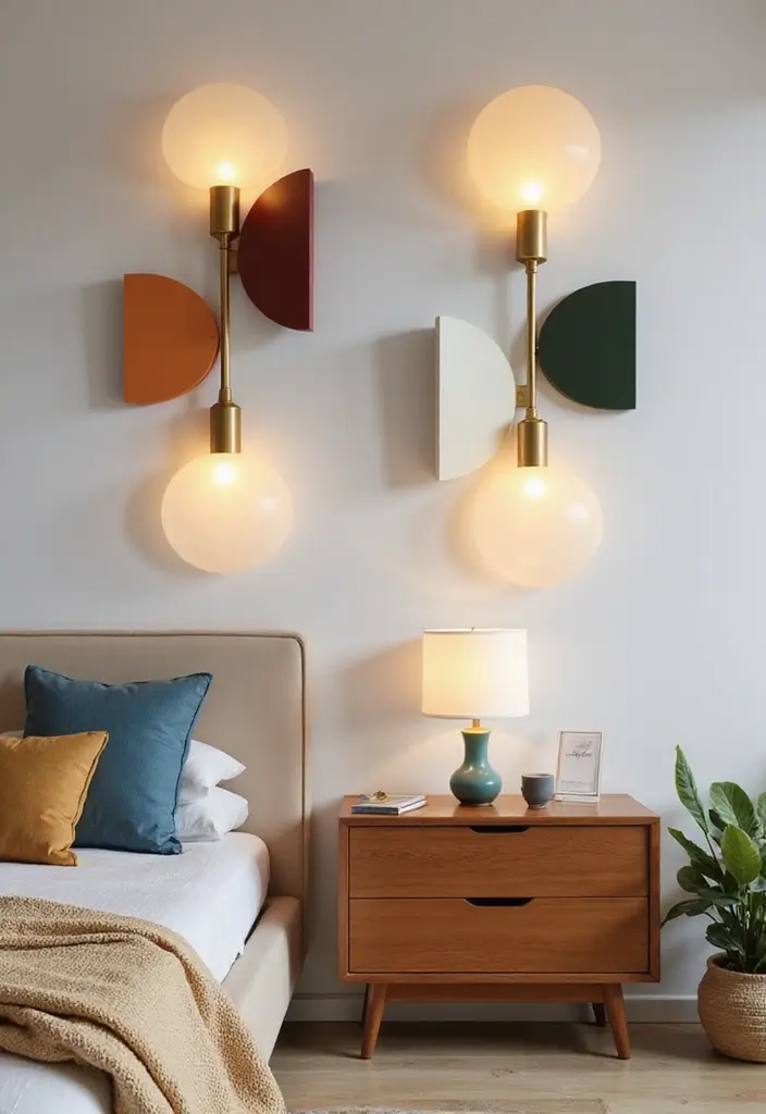 30 Wall Lamps Bedroom Ideas That Add Mood Lighting - 5. Mid-Century Modern Designs