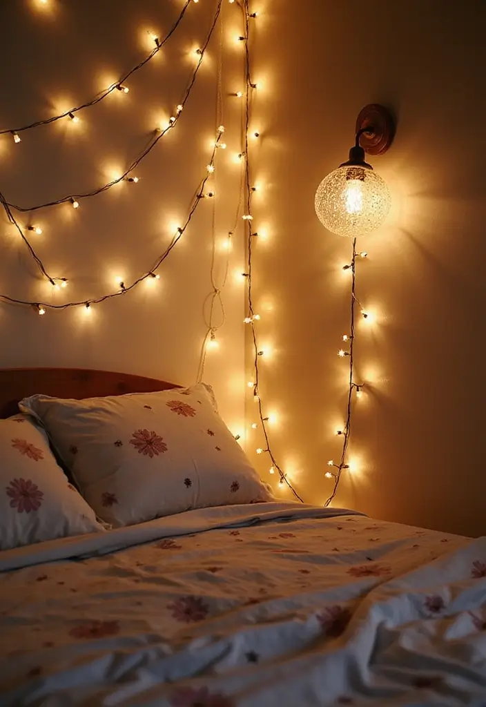 30 Wall Lamps Bedroom Ideas That Add Mood Lighting - 9. Whimsical Fairy Lights