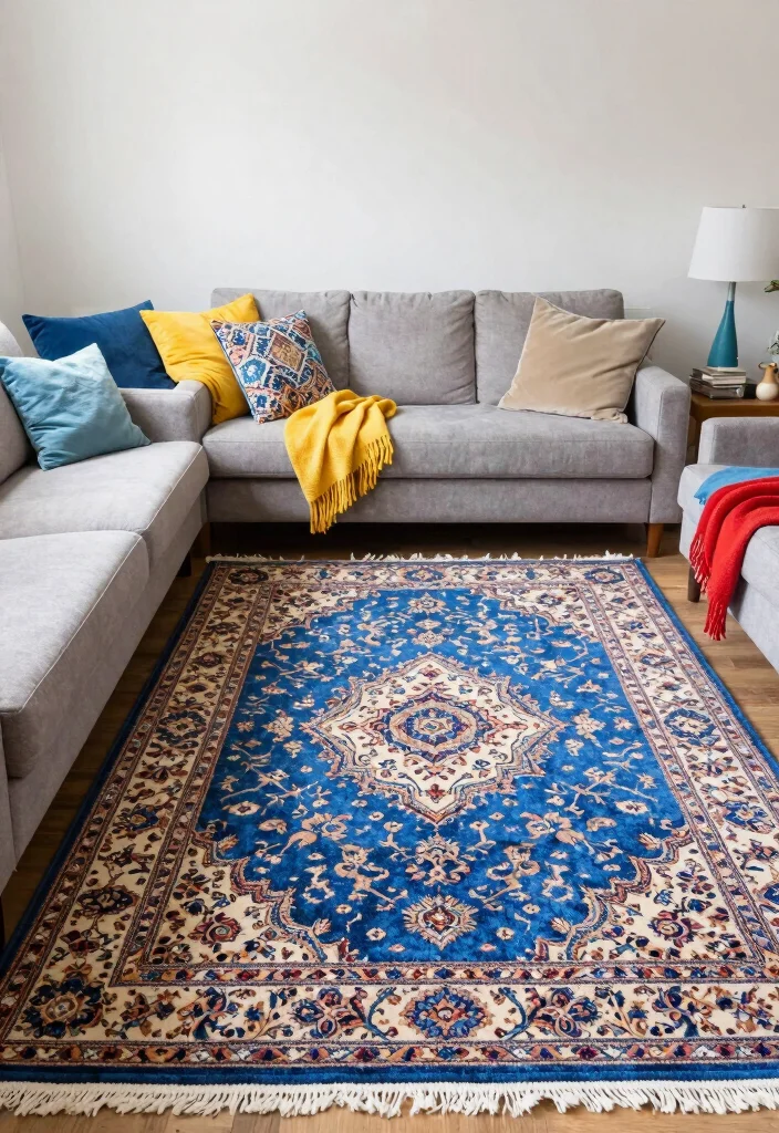 15 Blue Persian Rug Living Room Ideas Rich Classic Pattern - 10. Family-Friendly Spaces 1