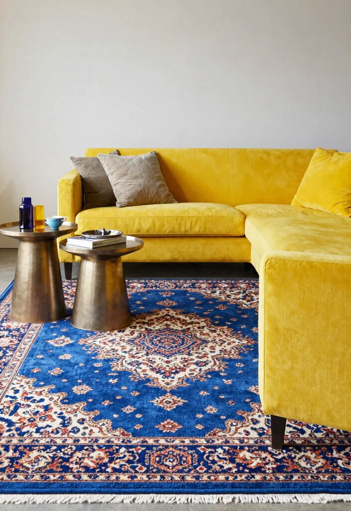 15 Blue Persian Rug Living Room Ideas Rich Classic Pattern - 12. High-Contrast Beauty 1