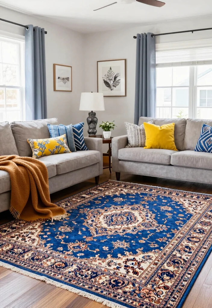 15 Blue Persian Rug Living Room Ideas Rich Classic Pattern - 15. Seasonal Decor Flexibility 1