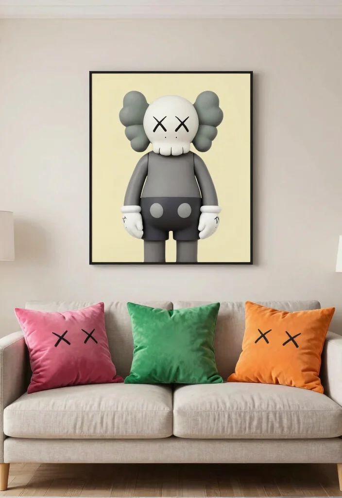 15 Kaws Living Room Decor Ideas Modern Art Inspired Style - 11. Kaws-inspired Accent Colors 1