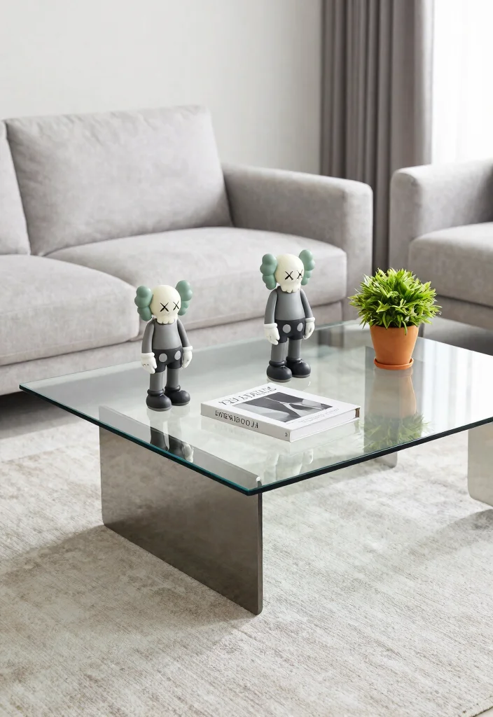 15 Kaws Living Room Decor Ideas Modern Art Inspired Style - 3. Minimalist Coffee Tables with Kaws Accents 1