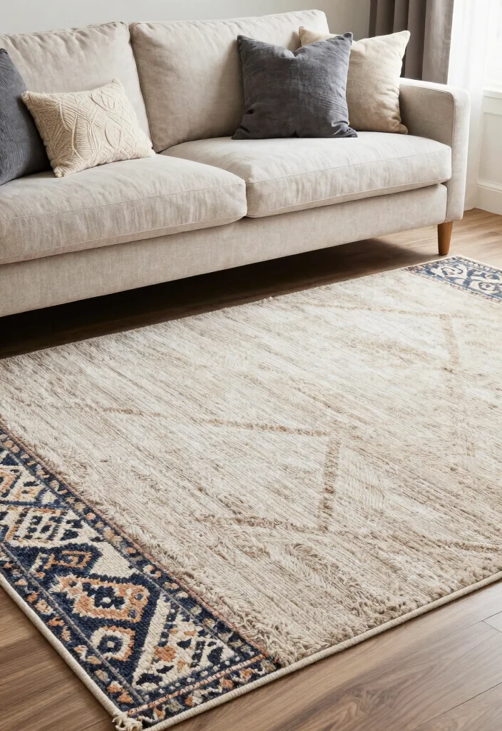 15 Light Couch Living Room Ideas for a Bright, Airy Look - 12. Layering Rugs for Added Warmth 1