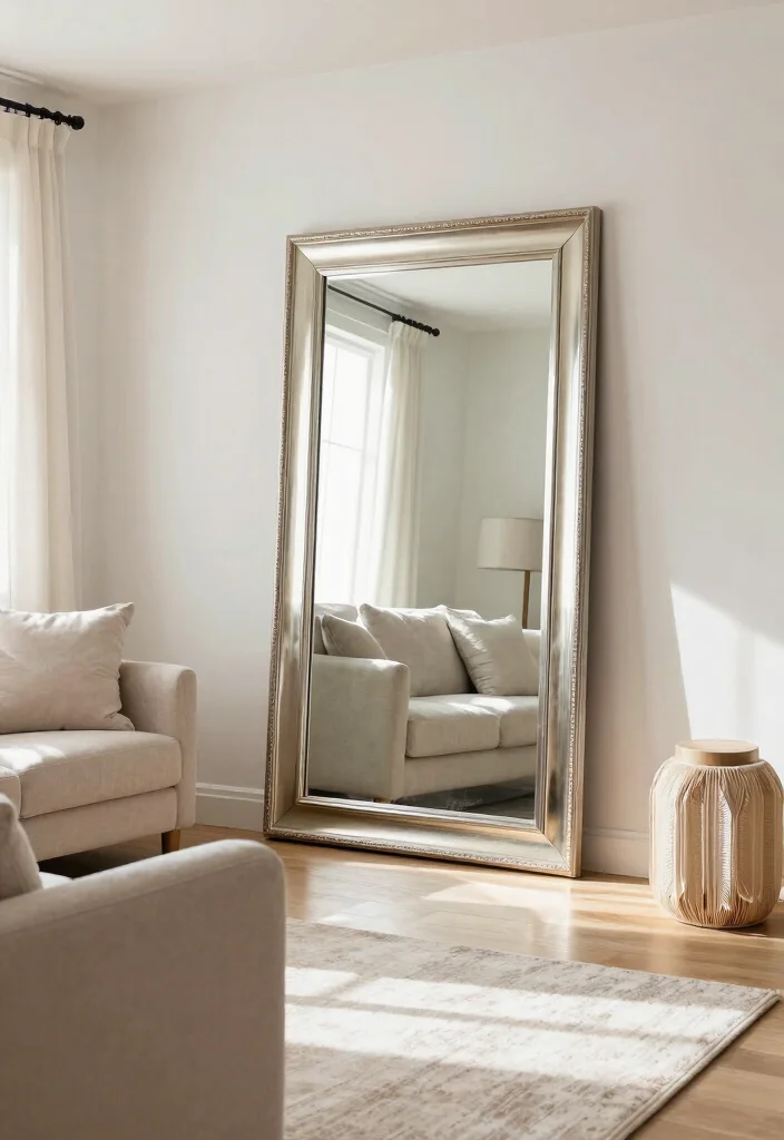 15 Light Couch Living Room Ideas for a Bright, Airy Look - 14. Using Mirrors to Enhance Light 1