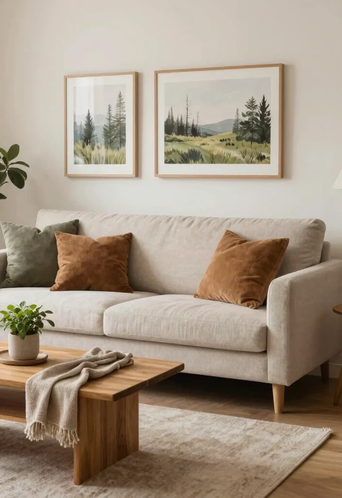 15 Light Couch Living Room Ideas for a Bright, Airy Look - 5. Earthy Tones with Light Accessories 1
