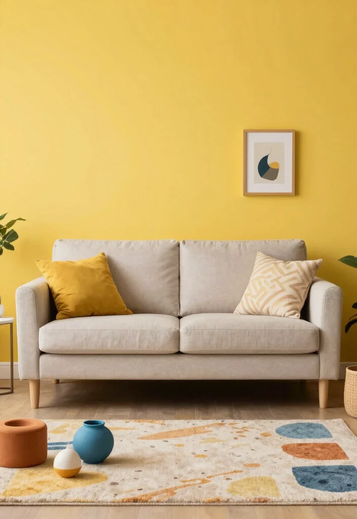 15 Light Couch Living Room Ideas for a Bright, Airy Look - 9. Bright Wall Colors for Contrast 1