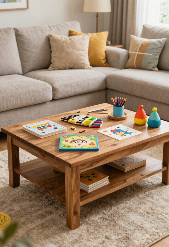 15 Living Room With Coffee Table Ideas for a Balanced Everyday Layout - 12. Family-Friendly Fun 1