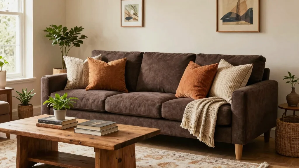 15 Living Room With Dark Brown Couch Ideas: Warm Grounded Style