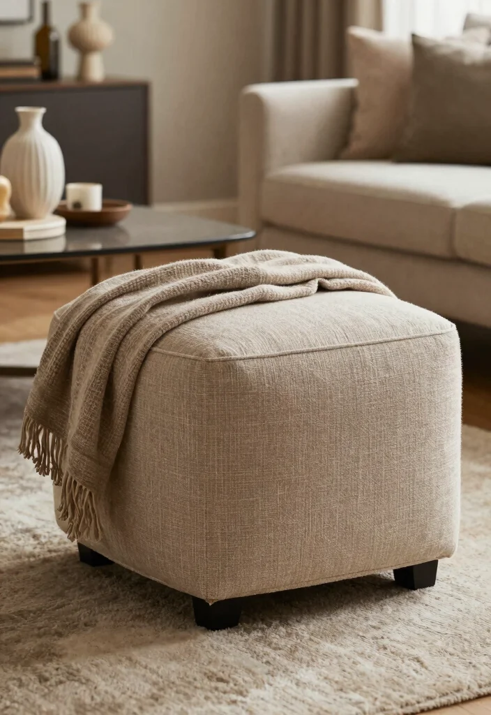 15 Under Window Decor Living Room Ideas for a Smart Cozy Use - 11. Ottoman with Storage 1