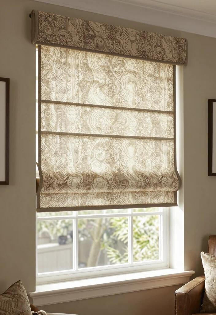 15 Under Window Decor Living Room Ideas for a Smart Cozy Use - 12. Decorative Roller Shades 1