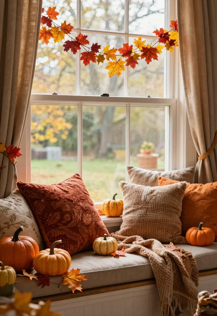 15 Under Window Decor Living Room Ideas for a Smart Cozy Use - 15. Seasonal Decor Elements 1