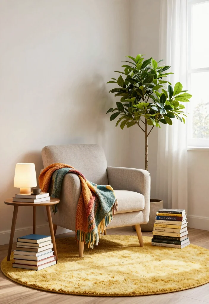 15 Yellow Rug Living Room Ideas: Bright Happy Pop - 4. Cozy Corner Nooks 1