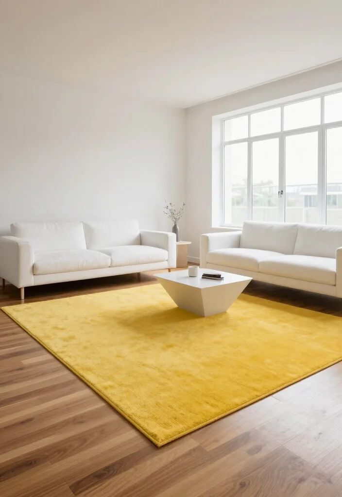 15 Yellow Rug Living Room Ideas: Bright Happy Pop - 6. Modern Minimalism 1