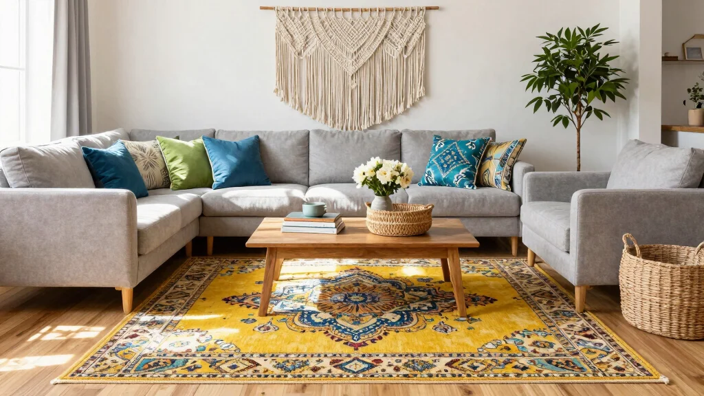 15 Yellow Rug Living Room Ideas: Bright Happy Pop