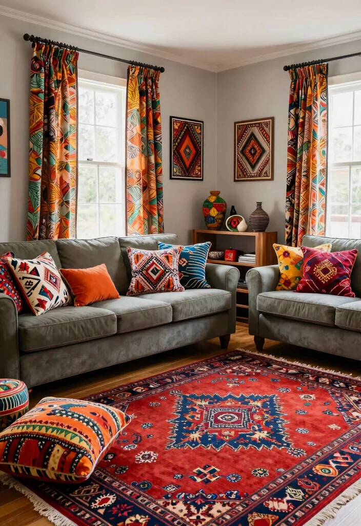 16 Afrohemian Decor Living Room Ideas Cultural Cozy Fusion - 6. Ethnic Patterns and Prints 1