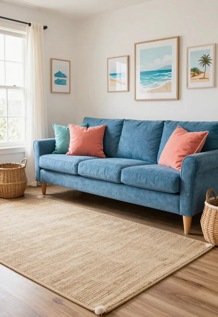 16 Blue Couch Living Room Rugs Ideas Perfect Color Pairings - 1. Soft Sandy Beige 1