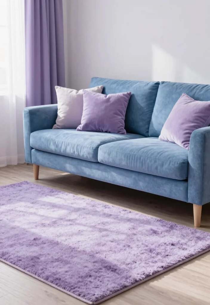 16 Blue Couch Living Room Rugs Ideas Perfect Color Pairings - 13. Lovely Lavender Hues 1
