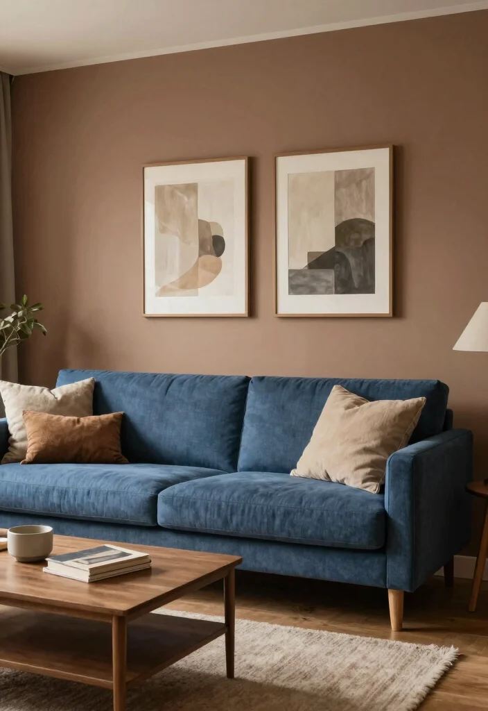 16 Blue Couch Living Room Rugs Ideas Perfect Color Pairings - 16. Earthy Brown Tones 1