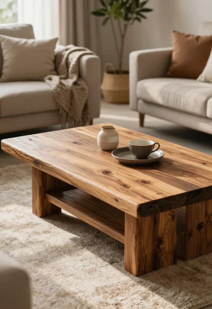 16 Coffee Table in Living Room Ideas Functional Centerpieces - 11. Reclaimed Wood Tables 1