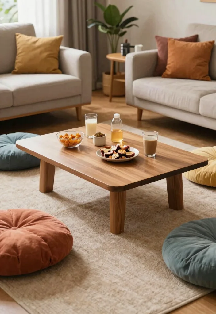 16 Coffee Table in Living Room Ideas Functional Centerpieces - 12. Low Coffee Tables 1