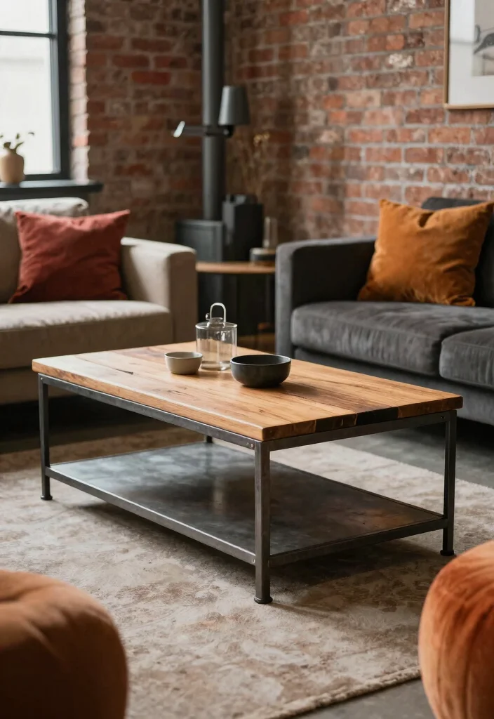16 Coffee Table in Living Room Ideas Functional Centerpieces - 7. Industrial Chic 1
