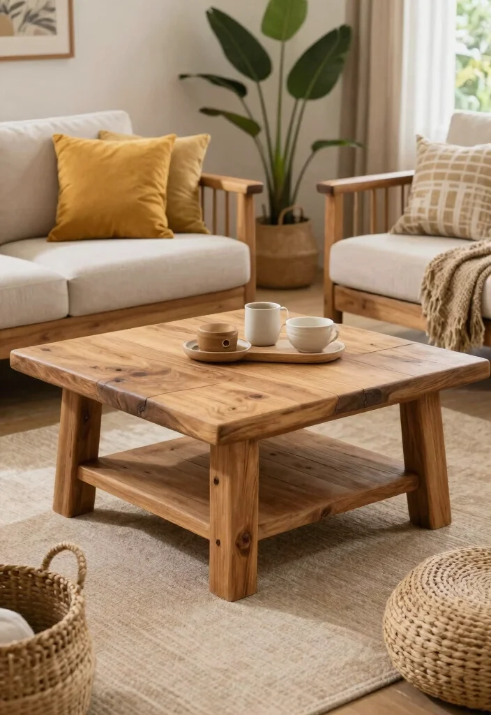 16 Coffee Table in Living Room Ideas Functional Centerpieces - 9. Outdoor-Inspired Tables 1