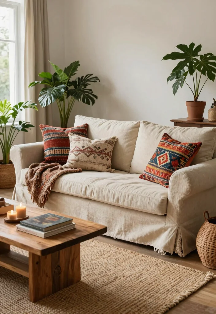 16 Couch for Living Room Ideas: Comfortable and Stylish Eco-Friendly Seating - 5. Boho-Chic Couch with Natural Textiles 1