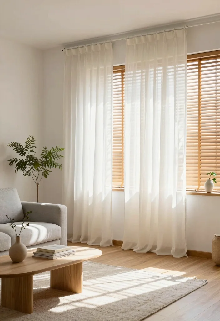 16 Living Room Blinds and Curtains Ideas Layered Window Style - 1. Sheer Elegance 1